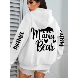 Plus Size - Bear Mom - Hooded Sweatshirt
