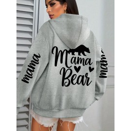 Plus Size - Bear Mom - Hooded Sweatshirt