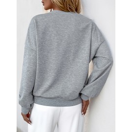 Plus Size, Cross-border Fashion New Solid Color Hollow Beaded Oversized Sweatshirt