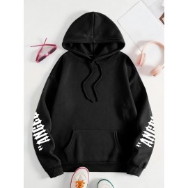 [Plus Size Angel Wings Hoodie] Soft & Comfortable Plus Size Angel Wings Print Hoodie | Long Sleeve Pullover with Pockets, Casual Style for Women, All Season Wear
