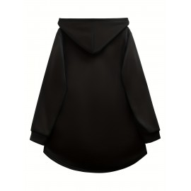 Plus Size - Women'S Plus Size Gothic Fantasy Hooded Coat - Heavyweight Winter Jacket with BSG Winged Dragon Rider Lettering, Lined Hood & Button Closure