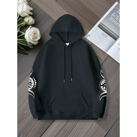 Oversized Women's Hoodie with Moon and Stars Graphic Print, 100% Polyester Long Sleeve Pullover with Kangaroo Pocket, Casual Loose Fit for All Seasons