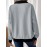 Plus Size - Plus Size Women'S Textured Button-Up Long Sleeve Sweatshirt - Relaxed Fit, Contrast Trim, Medium Stretch, All-Season Casual Pullover with Wide Collar, Machine Washable, Cute Sweatshirts, Versatile Clothing, Chic Style, Mediumstretch Fabric, Durable Clothing
