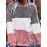 [Plus Size Fleece Hoodie] Cozy Plus Size Women's Plush Fleece Hoodie | Color Block Striped Loose Fit Pullover, Round Neck & Machine Washable | Casual Fall Winter Fashion Top, Comfortable Clothing, Nontransparent Material