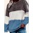 [Plus Size Fleece Hoodie] Cozy Plus Size Women's Plush Fleece Hoodie | Color Block Striped Loose Fit Pullover, Round Neck & Machine Washable | Casual Fall Winter Fashion Top, Comfortable Clothing, Nontransparent Material