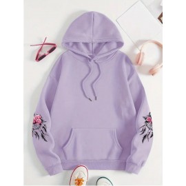 [Pink Oversized Hoodie] Soft Women's Oversized Hoodie | Floral Turtle Graphic Print Long Sleeve Pocket Sweatshirt, Pink All-Season Comfort Fit, Everyday Comfort Wear, Quality Casualwear