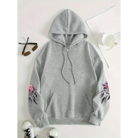 [Pink Oversized Hoodie] Soft Women's Oversized Hoodie | Floral Turtle Graphic Print Long Sleeve Pocket Sweatshirt, Pink All-Season Comfort Fit, Everyday Comfort Wear, Quality Casualwear