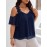 Plus Size - Plus Size Women'S Elegant Off-Shoulder Lace Blouse - Summer Collection, Chiffon, Round Neck, Short Sleeves, Solid Color, Medium Stretch, Stylish and Comfortable for Casual or Formal Occasions, Casual Chic Blouse | Elegant Offshoulder | Chiffon Fabric