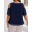 Plus Size - Plus Size Women'S Elegant Off-Shoulder Lace Blouse - Summer Collection, Chiffon, Round Neck, Short Sleeves, Solid Color, Medium Stretch, Stylish and Comfortable for Casual or Formal Occasions, Casual Chic Blouse | Elegant Offshoulder | Chiffon Fabric
