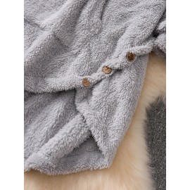 Plus Size, Women's Plus Size Oversized Valentine's Day Heart Print Hooded Sweatshirt - Grey with Pink & Red Hearts, Cozy Casual Pullover with Pockets, Machine Washable Winter Fall Hooded Sweatshirt for Valentine's Outfits