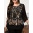 Plus Size - Plus Size, Women'S Plus Size Elegant Lace Chiffon Blouse - Semi-Sheer Floral-like Lace Overlay, Stretchy Non-See-Through Fabric, Machine Washable Office to Party Tops for Women - Spring/Summer Casual & Formal Outfits, Versatile Clothing, Sophisticated Style, Delicate Detailing, Stylish Top, Fashion Lovers