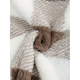 Plus Size - Women'S Plus Size Plaid Sweater - Cozy Fleece-Lined Long Sleeve Round Neck Top with Pockets, Casual Fall/Winter Wear