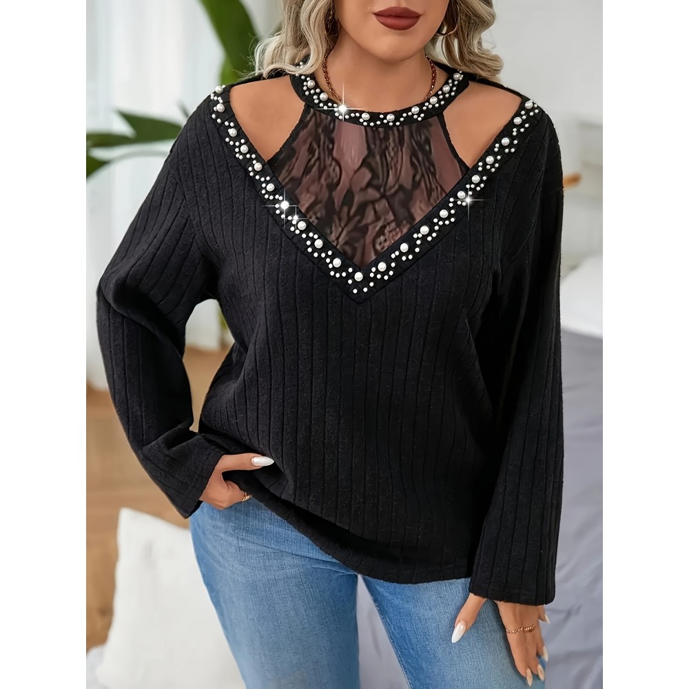 Plus Size, Women's Plus-Size Elegant Faux Two-Piece T-Shirt with Lace Panel & Button Neckline - Long Sleeve Blouse, Round Neck, Short Jacket-Like Collar, Machine Washable Spring/Fall/Spring Transition Top for Weddings, Parties & Formal Events, Blouses For Women Elegant Classy, Fall Clothes For Women, Tops For Women, Ladies Tops And Blouses, Tops For Women Elegant Classy, Womens Tops And Blouses, Evening Tops For Women, Fall Plus Size Women Clothes, Womens Clothes,