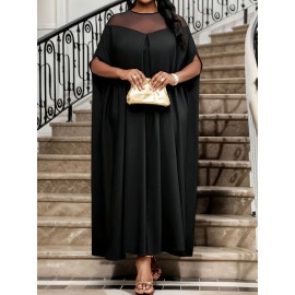Plus Size - Plus Size, Women'S Elegant Formal Party Dress - Flowy Long Evening Gown with Round Neck, Non-Stretchy Fabric for Weddings, Galas, Business Events - All-Season Formal Attire, Formal Dresses, Wedding Guest Attire, Graceful Silhouette, Sophisticated Craftsmanship, Gala Attire, Stylish Eveningwear, Premium Material, Fashionforward Women