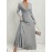 1pc Elegant Plus Size V-Neck Long Sleeve A-Line Dress - Polyester Knit Fabric, Solid Color, Cross Detail, Flared Hem, Pullover Style for Spring/Fall Casual Occasions