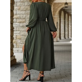 Model A24B957 Plus-Size Elegant V-Neck Dress - Stylish, Modern for Special Occasions