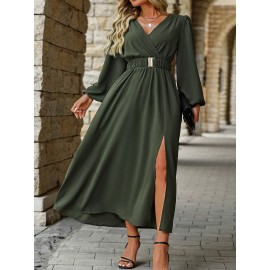 Model A24B957 Plus-Size Elegant V-Neck Dress - Stylish, Modern for Special Occasions