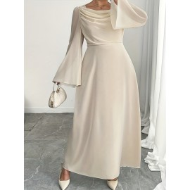Plus Size, Women's Elegant Pencil Dress with Full A-Line Silhouette - Floor-Length Formal Evening gown, Beige// - Zipper Back Closure, Plus Size Available - Wedding, Party, Prom Dress - Hand Washable Luxury Evening Gown, Formal Dress for Women, Dresses for Women Elegant Classy Formal, Plus Size Formal Dresses Elegant Plus Size, Plus Size Dresses for Women Wedding Guest, Wedding Dresses for Women Plus Size, Highquality Fabric, Premium Stitching, Bridal Guest