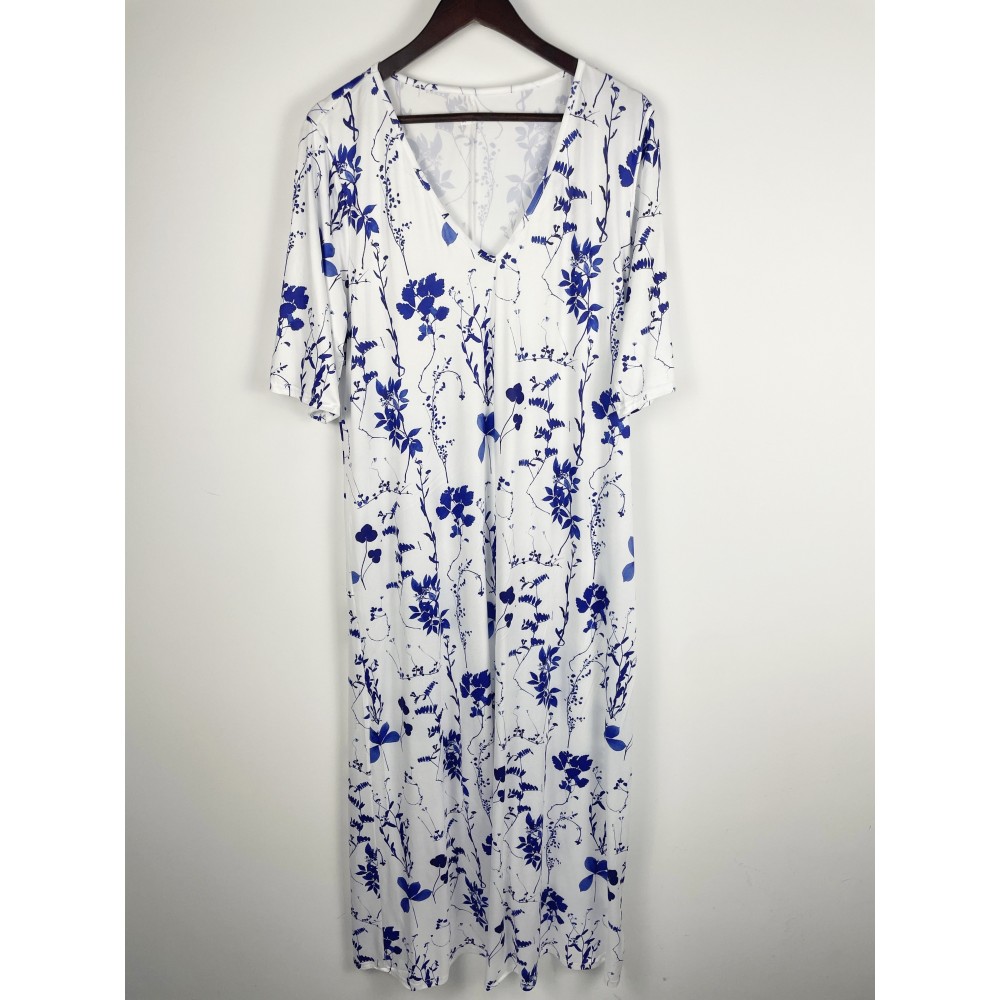 Women's Short Sleeve V Neck Floral Print Dress