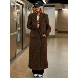 Plus Size - Plus Size, Women'S Plus Size Elegant Long Coat - Non-Stretchy Structured Jacket, Button Front Closure, Office & Formal Events - Spring/fall Outerwear - Women'S Professional & Everyday Outerwear, Spring Fashion