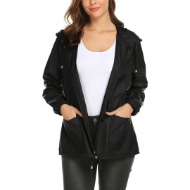 Raincoat Women Lightweight Rain Jackets Packable Outdoor Hooded Windbreaker