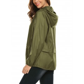 Raincoat Women Lightweight Rain Jackets Packable Outdoor Hooded Windbreaker