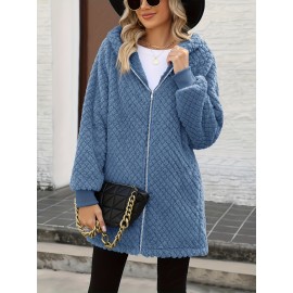 Women's Oversized Fleece Jacket with Hood & Pockets - Thick Winter Coat, Fuzzy Zip-Up Outerwear, Machine Washable, Cozy for all body Types (Fall/Winter) - Elegant Special Line Collection