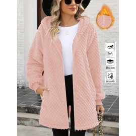 Women's Oversized Fleece Jacket with Hood & Pockets - Thick Winter Coat, Fuzzy Zip-Up Outerwear, Machine Washable, Cozy for all body Types (Fall/Winter) - Elegant Special Line Collection