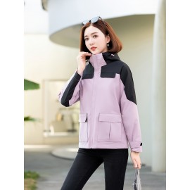 3-in-1 Winter Jacket - Detachable Hood, Casual Fit, Color Block Design with Zip Pockets for Men & Women