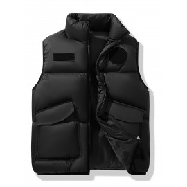 Plus Size Zip Front Vest Jacket, Casual Sleeveless Hooded Jacket with Pockets for Fall & Winter, Women's Plus Size Clothing