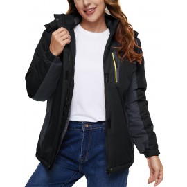 Women's Plus Size Ski Jacket Winter Outdoor Windproof Waterproof Soft Shell Jacket Detachable Snow Cap 5 Pocket Warm Fleece Lining Thickened Thermal Coat Outdoor Sports Ski Snowboard Hiking Camping Mountaineering Large Size Jacket