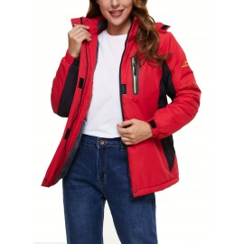 Women's Plus Size Ski Jacket Winter Outdoor Windproof Waterproof Soft Shell Jacket Detachable Snow Cap 5 Pocket Warm Fleece Lining Thickened Thermal Coat Outdoor Sports Ski Snowboard Hiking Camping Mountaineering Large Size Jacket