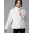 1pc Women'S Plus Size Faux Mink Coat, 100% Polyester Knit Fabric, Stand Collar with Button Closure, Solid Color Long Sleeve Warm Winter Sports Jacket