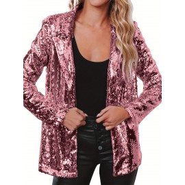 Plus Size - Plus Size, Women'S Elegant Blazer Jacket - Long Sleeve Office & Party Coat, Non-Stretch Fabric, Plus Size Friendly, Formal & Everyday Chic Outerwear for Spring/Fall Seasons, Fall Wardrobe, Spring Fashion, Sophisticated Design